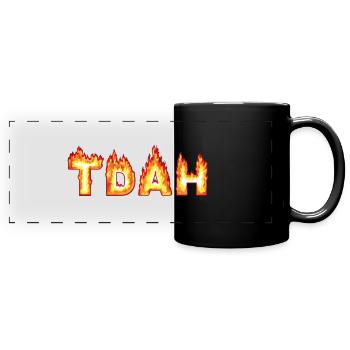 ADHS Flammen - Panorama-Tasse farbig - Schwarz - Vorne