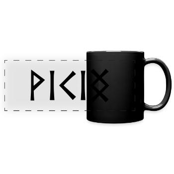 Viking en runes - Mug panoramique uni - noir - Devant