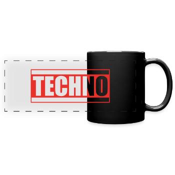 Techno Geschenk Rave Spruch - Panorama-Tasse farbig - Schwarz - Vorne