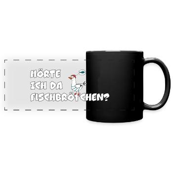Fischbrötchen - Möwe - Panorama-Tasse farbig - Schwarz - Vorne