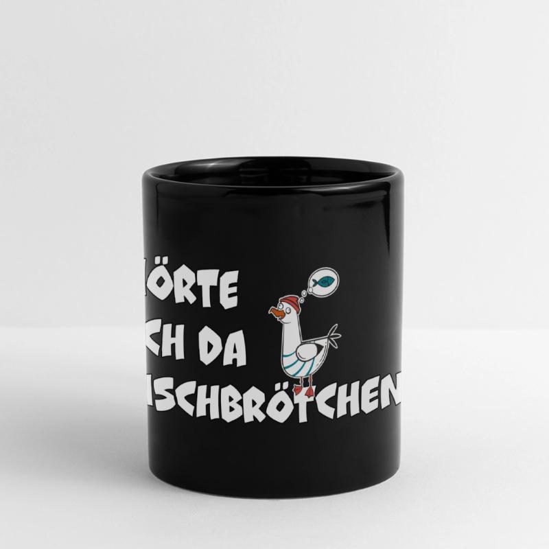 Fischbrötchen - Möwe Panorama-Tasse farbig