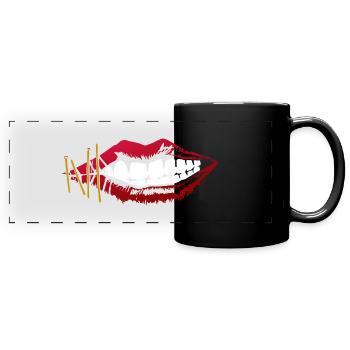Lippen - Panorama-Tasse farbig - Schwarz - Vorne