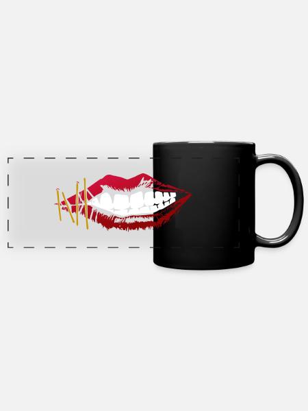 Lippen - Panorama-Tasse farbig - Schwarz