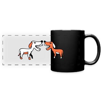 2 dogs bark loudly at Nasty Fight Biting Team - Full Colour Panoramic Mug - black - Front
