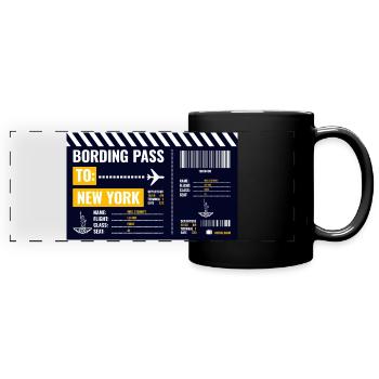 BOARDING PASS NEW YORK FRA JFK - Panorama-Tasse farbig - Schwarz - Vorne