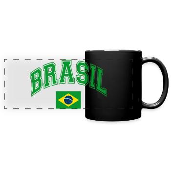 Brazil Flag - Full Colour Panoramic Mug - black - Front