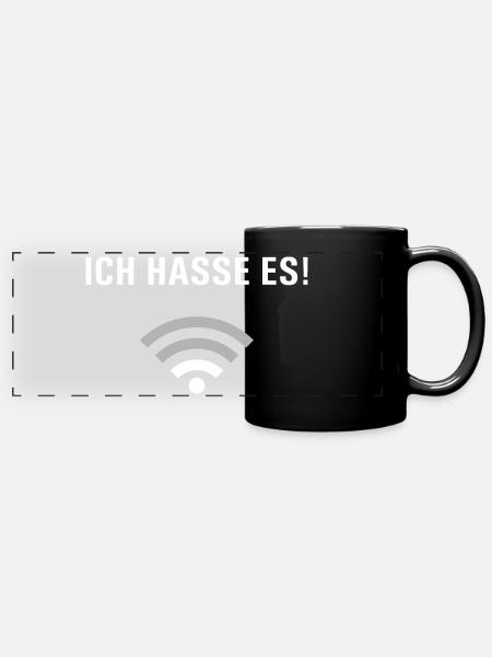 wlan - Panorama-Tasse farbig - Schwarz