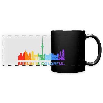 Berlin is colorful Regenbogen LGBT CSD Gay Pride - Panorama-Tasse farbig - Schwarz - Vorne
