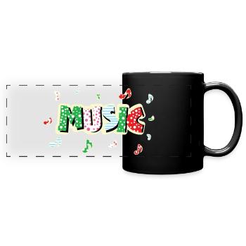 Musique « Musique » avec des motifs ludiques colorés - Mug panoramique uni - noir - Devant