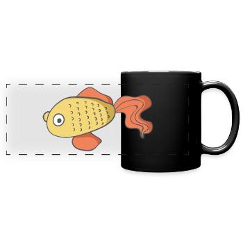 Poisson - Mug panoramique uni - noir - Devant