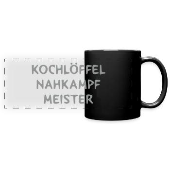 Cuillère en bois mêlée - Mug panoramique uni - noir - Devant