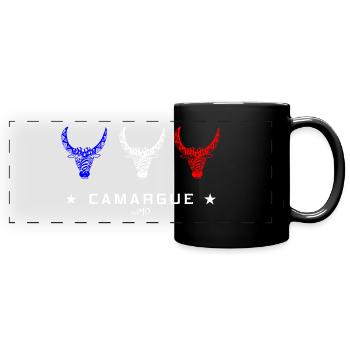 Red white blue bull - Full Colour Panoramic Mug - black - Front