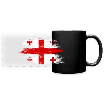 Drapeau géorgien utilisé - Mug panoramique uni - noir - Devant