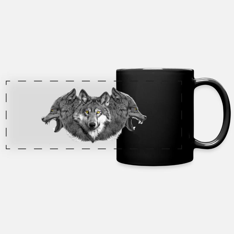 Wolf Wolfsrudel - Panorama-Tasse farbig - Schwarz
