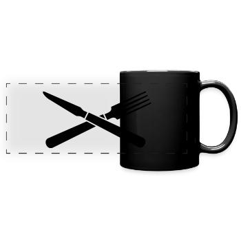 Couteau et une fourchette / couteau et une - Mug panoramique uni - noir - Devant
