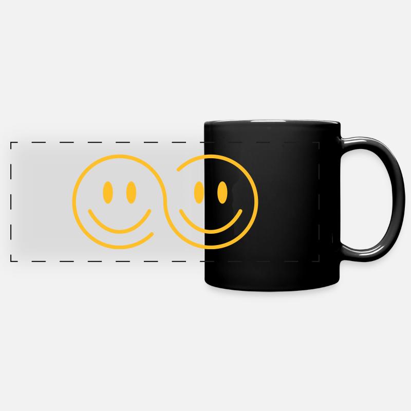 Zwillinge oder beste Freunde - Panorama-Tasse farbig - Schwarz