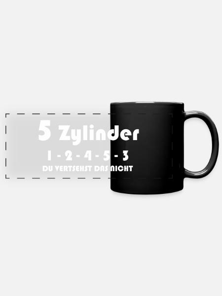 5 Zylinder - Panorama-Tasse farbig - Schwarz