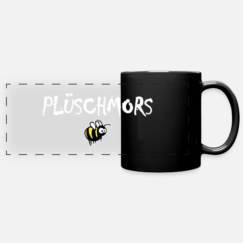 Plüschmors, Hummel, Plattdeutsch - Panorama-Tasse farbig - Schwarz