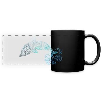 Dolphin Animals Mandalas - Full Colour Panoramic Mug - black - Front