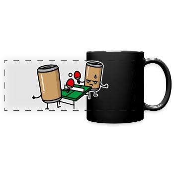 Bier Pong Cartoon Tischtennis Bierdose Ping Pong - Panorama-Tasse farbig - Schwarz - Vorne