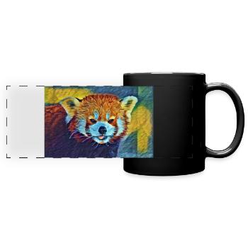 Red Panda Stare In Slumber - Full Colour Panoramic Mug - black - Front