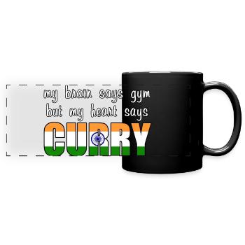 My heart says Curry - Full Colour Panoramic Mug - black - Front