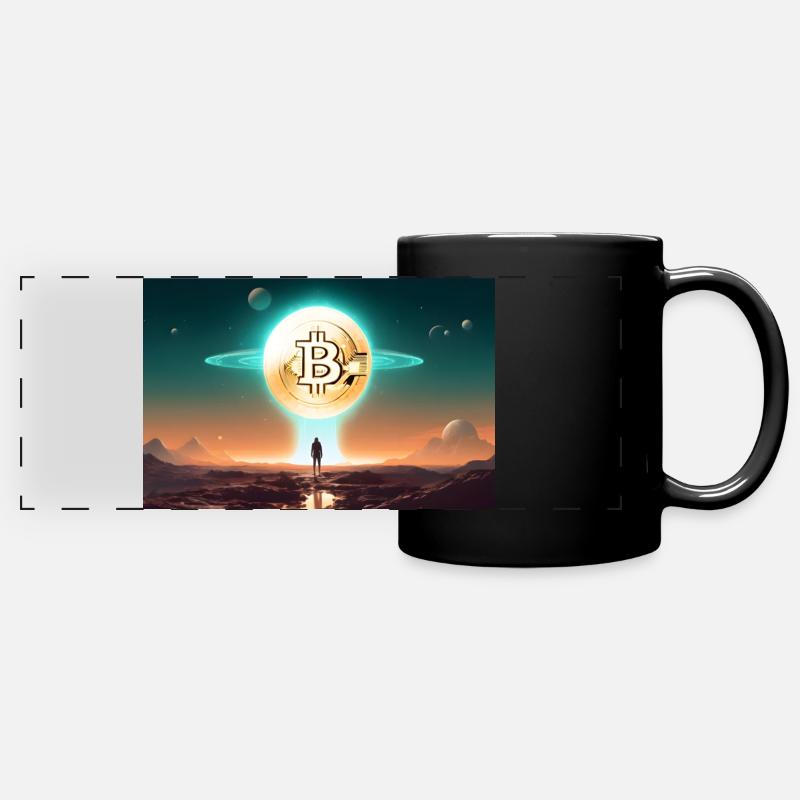 Bitcoin Crypto Space Alien Poster - Mug panoramique uni - noir