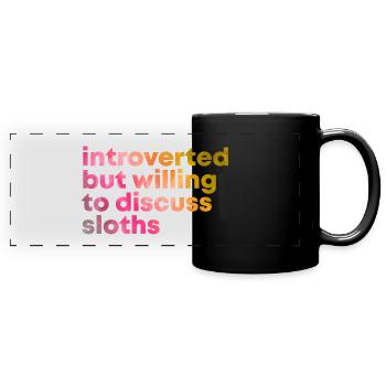 Faultier - Panorama-Tasse farbig - Schwarz - Vorne