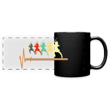 Samurai-Herzschlag-Krieger Bushido-Silhouette - Panorama-Tasse farbig - Schwarz - Vorne