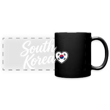 Scénario sud-coréen avec amour de cœur de drapeau - Mug panoramique uni - noir - Devant