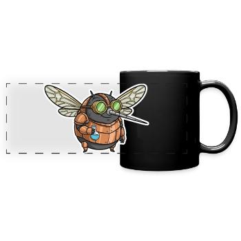 Moustique Alchimiste Steampunk Cuivre Fioles - Mug panoramique uni - noir - Devant