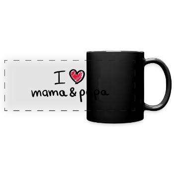 i_love_mama_und_papa__f2 - Panorama-Tasse farbig - Schwarz - Vorne