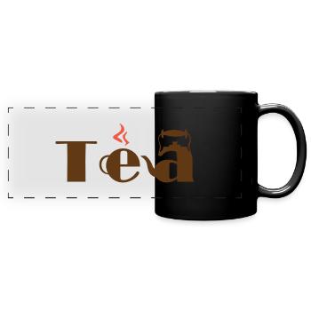 Tee Teebeutel Teetasse Grüntee Schwarztee Geschenk - Panorama-Tasse farbig - Schwarz - Vorne