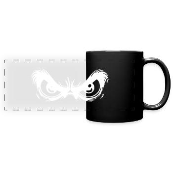 Grimmige Augen mit starrem Blick - Panorama-Tasse farbig - Schwarz - Vorne