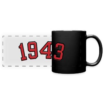 Jahrgang Sport 1943 - Panorama-Tasse farbig - Schwarz - Vorne