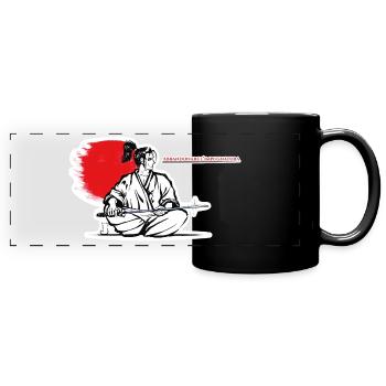 Samurai - Den Griff aufgeben - Panorama-Tasse farbig - Schwarz - Vorne
