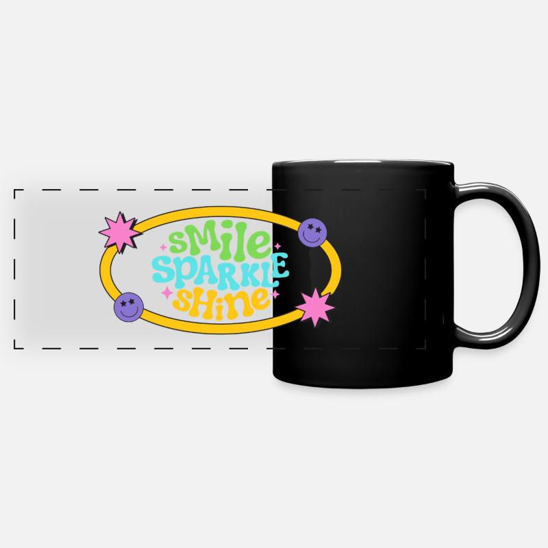 Colourful Retro Smile Text Design - Full Colour Panoramic Mug - black