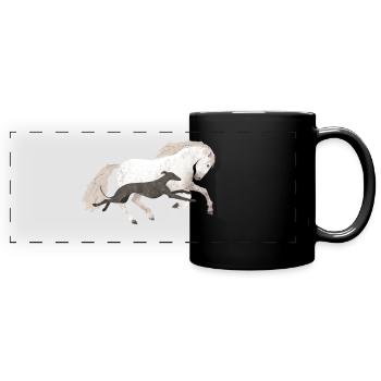 Galgo et cheval - Mug panoramique uni - noir - Devant