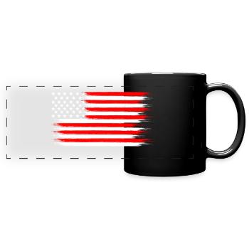 USA flags - Full Colour Panoramic Mug - black - Front