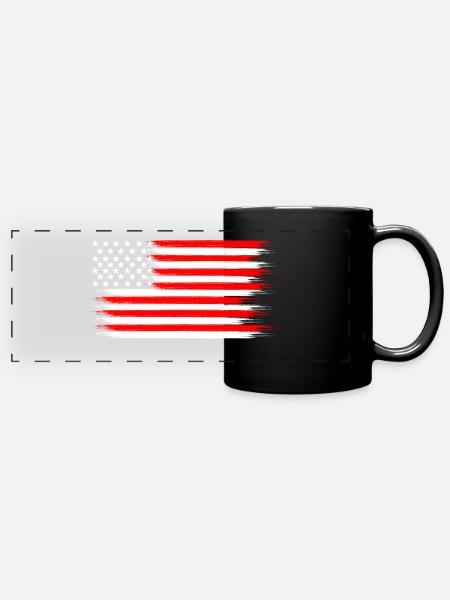USA Flaggen - Panorama-Tasse farbig - Schwarz