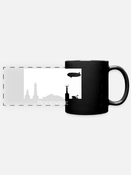 Bodensee | Filled Silhouette | Weiß - Panorama-Tasse farbig - Schwarz