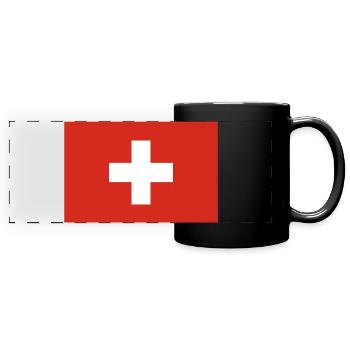 Schweizer Flagge - Panorama-Tasse farbig - Schwarz - Vorne