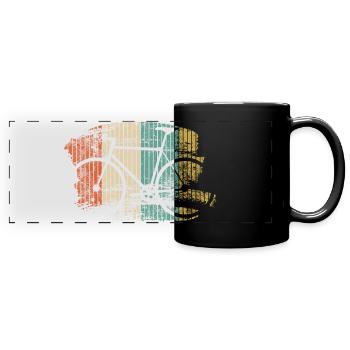 Silhouette de vélo arc-en-ciel grunge - Mug panoramique uni - noir - Devant
