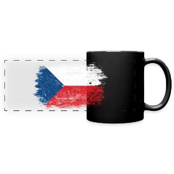 Pinselstrich Tschechische Flagge - Panorama-Tasse farbig - Schwarz - Vorne
