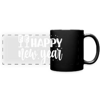 Nieuwjaarsfeest Script & Sneeuwvlokken - Panoramamok gekleurd - zwart - Voor