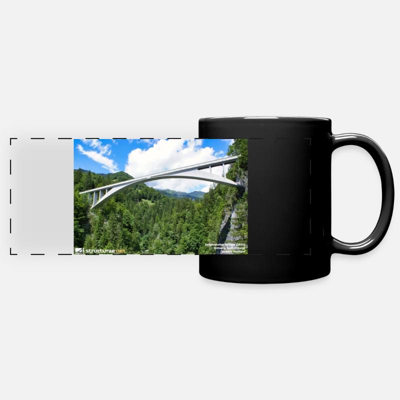 Salginatobel Bridge - Full Colour Panoramic Mug - black