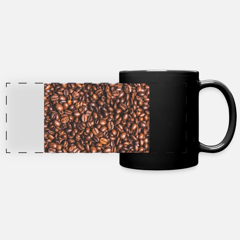 Kaffeebohnen - Panorama-Tasse farbig - Schwarz
