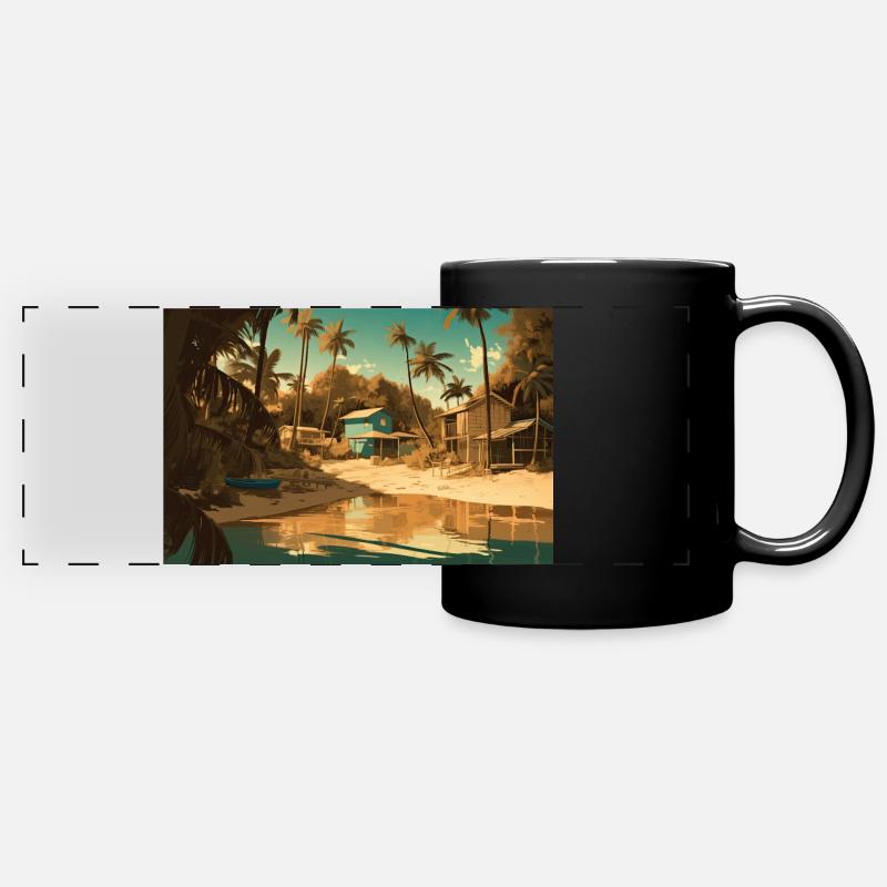 Vacances dans les mers du Sud - Mug panoramique uni - noir