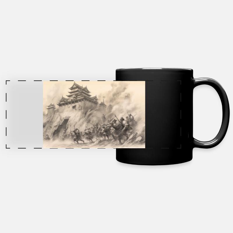 Warrior Rush: Samurai Battle - Full Colour Panoramic Mug - black