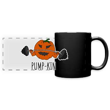 Pump-kin - pumpkin goes pumping in the gym! - Full Colour Panoramic Mug - black - Front